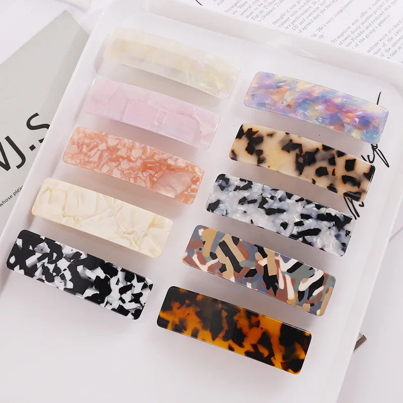 YJL Hot Selling Classical Retro Acetate Hair Clips Spring Hair Clips Flat Women Fresh Color Hair Clip Hairpins with High Quality