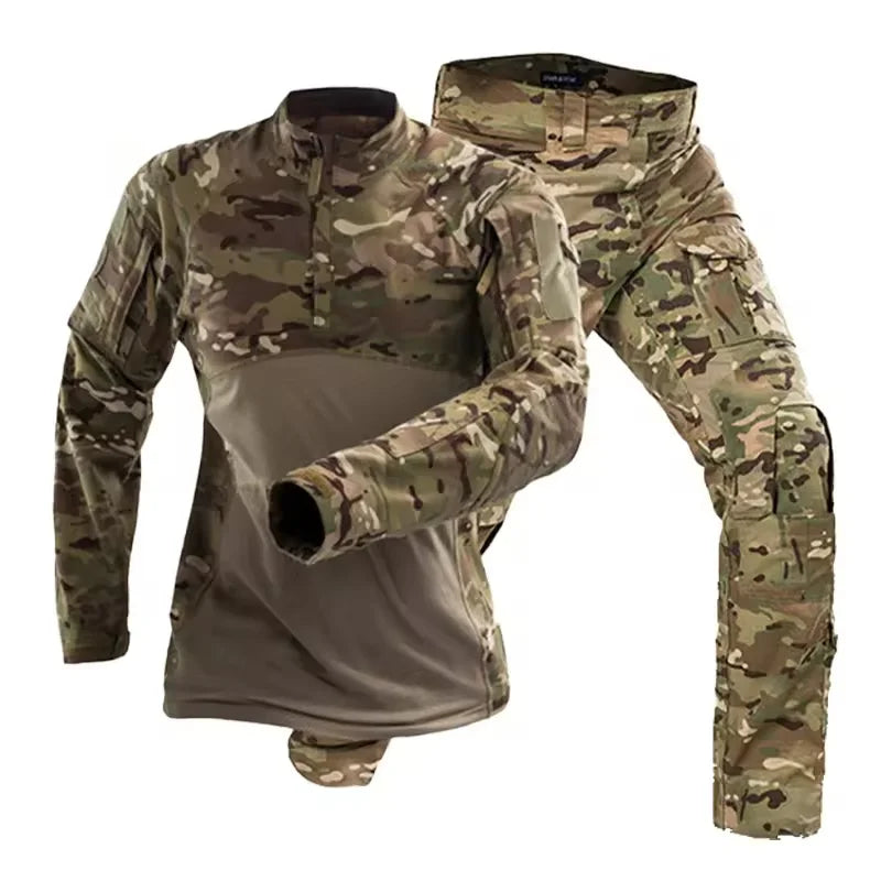 KIANGHigh Quality Knitted Breathable Shirt and Pants Camouflage Frog Suit Outdoor Tactical Uniform