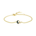 Fashion Vintage 925 Sterling Silver Double Ring Abalone Shell Round Pendant Bracelets for Daily Women Jewelry