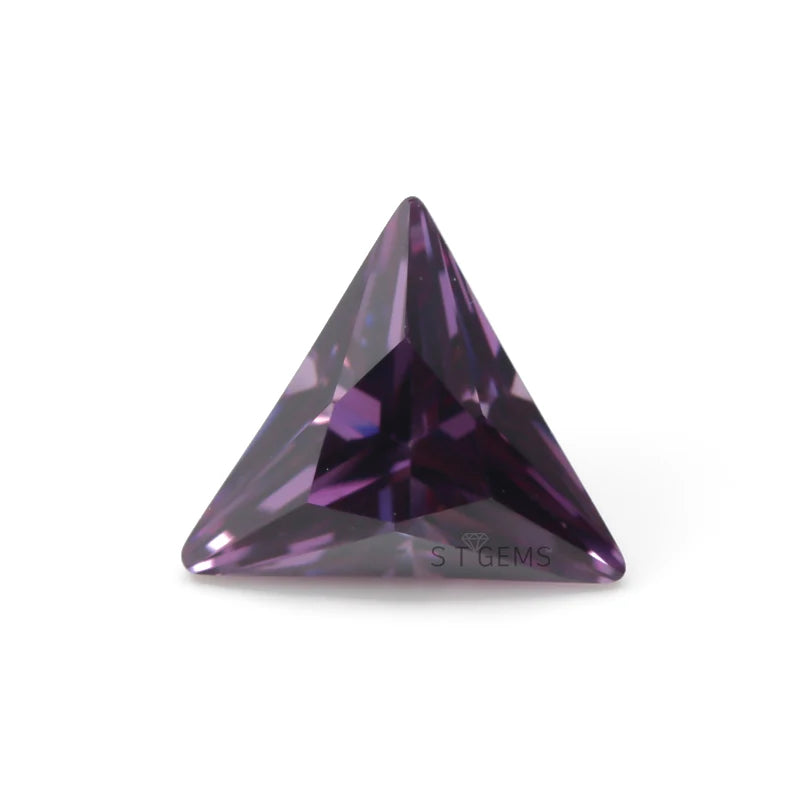 Best Amethyst Triangle Shape Cubic Zirconia Loose Gemstone CZ Stone for Jewelry