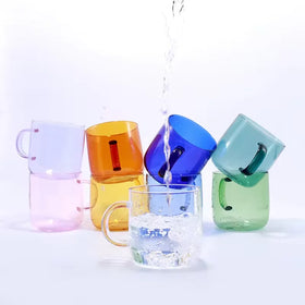 Customized Borosilicate Glass Water Cup Colored Glass Coffee Mugs Transparent Heat Resistant Glass Mug Custom Logo
