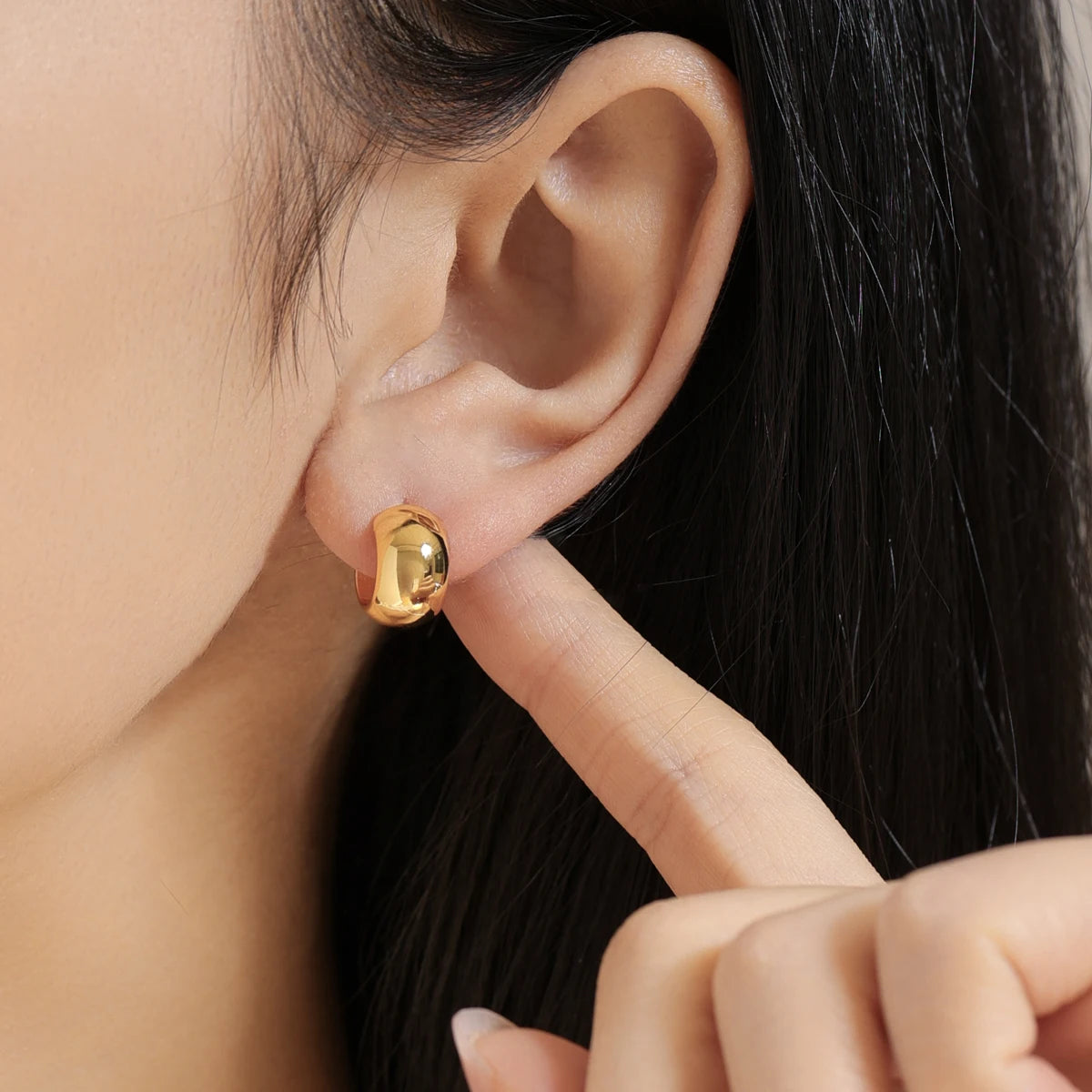Classic Simple C-Shape 18K Gold Plated Earrings Small Stud Brass Jewelry for Women Fashionable Gift