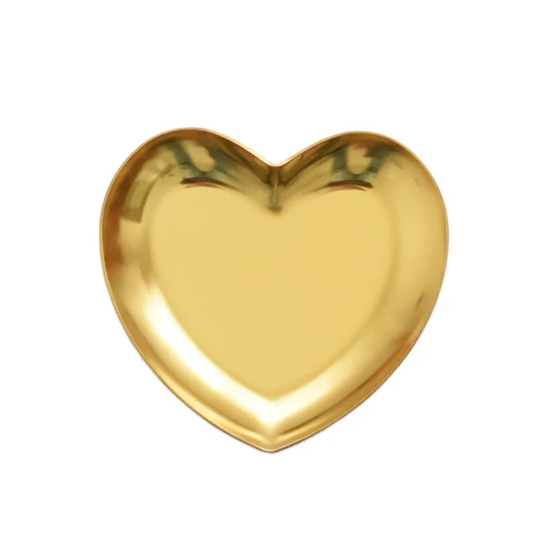 Golden Stainless Steel Storage Tray Luxurious Brass Gold Round Plate Fruit Cake Steak Snack Kitchen Metal Storage