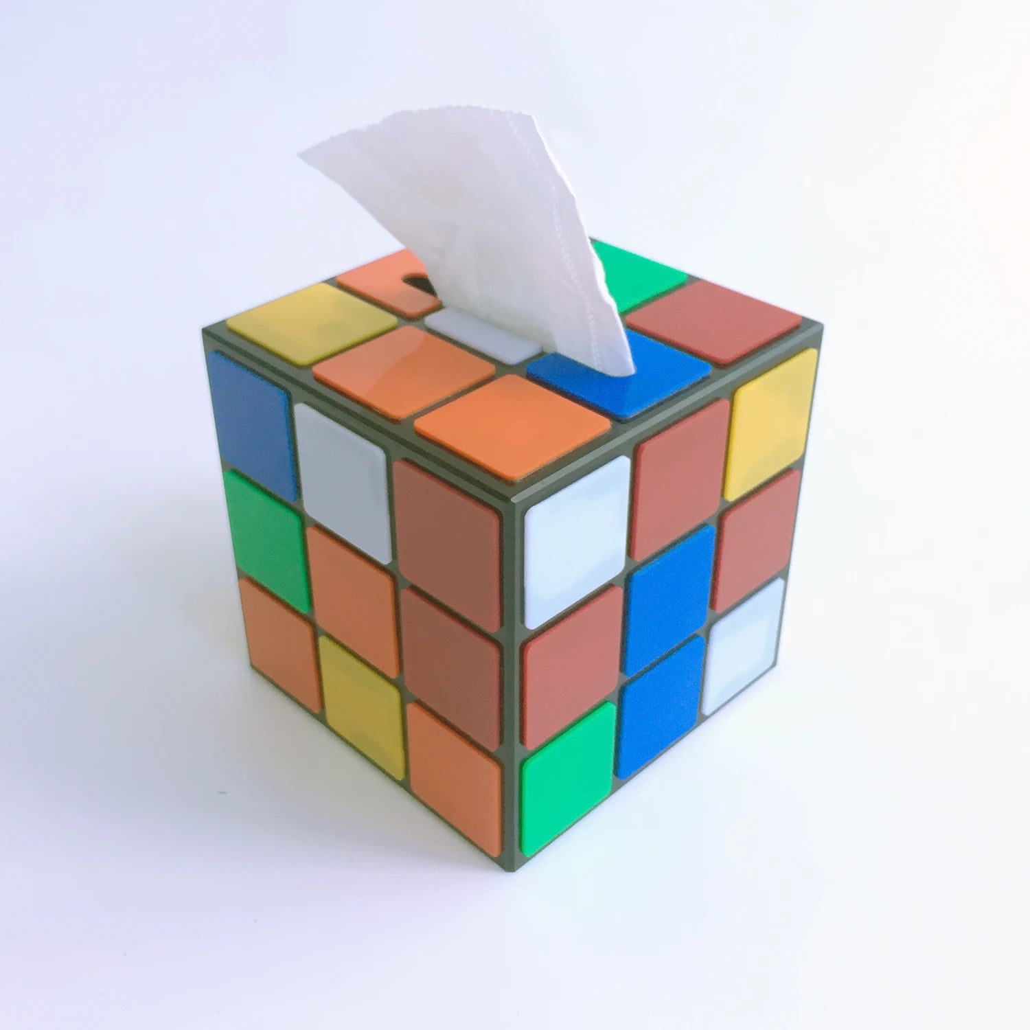 Modern Style Square Acrylic Tissue Box 3mm Thick Magic Cube Type