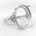 Sterling Silver 17*20mm Semi Mount Ring Empty Frame Blank Support Claws Setting S925 Base Holder Without Center Stone for Inlay
