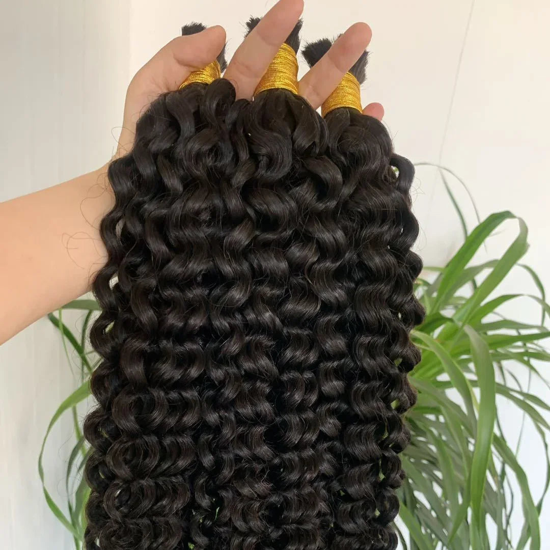 100% Virgin Human Hair Remy Braiding Hair No Weft Bulk Bundles Hair for Braiding Jerry Curly 100 Grams Per Bundle