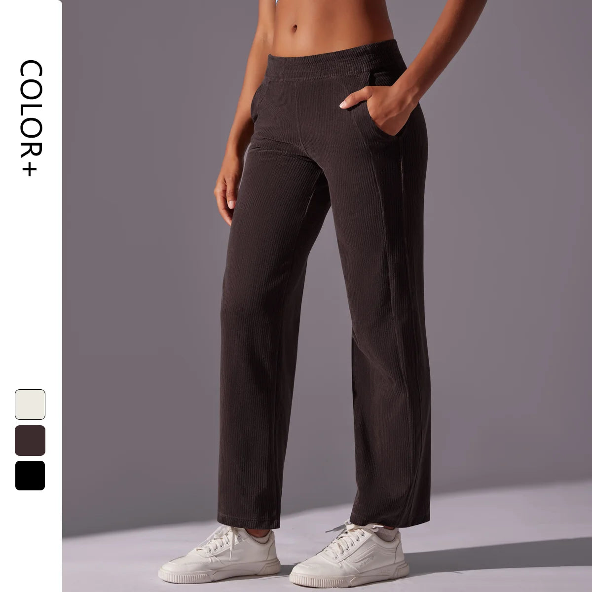 Wholesale Elastic Waist Casual Corduroy Pants Stripe Fashion Style Breathable Quick Dry Pleated Front Regular Fit Wide Leg