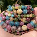 AsVrai U Natural Stone Beads Colorful Tourmaline Angelite Spacer Loose Round Beads for Jewelry Making Bracelets Accessories