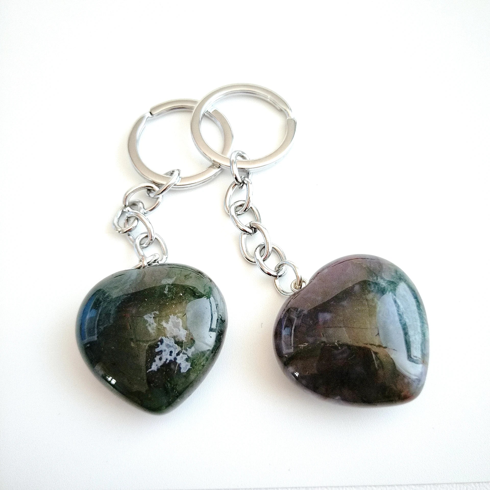 Diy Chinese Style Handmade Natural Stone Heart Crystal Natural Indian Agate Key Chain Heart Key Chain Souvenirs Gift