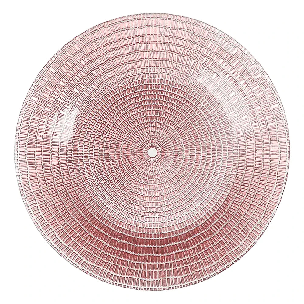 Luxury Pink Decorative Glass Plate Colorful for Home Decor Table Display Wedding Party and Holiday Gift