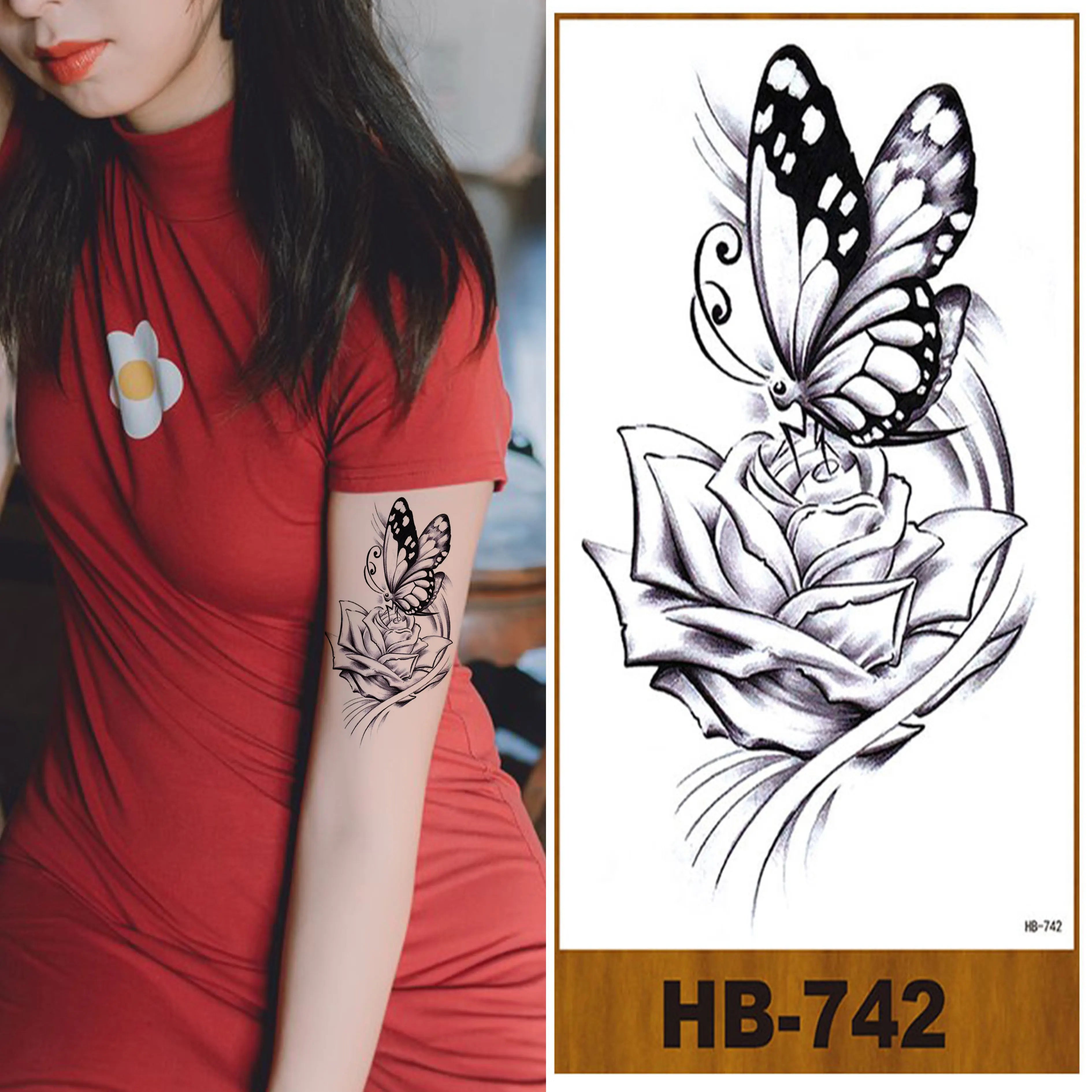 Hot Sale 3D Colorful Multi-pattern Butterfly Flower Waterproof Non-Toxic Temporary Tattoo Stickers for Body Art
