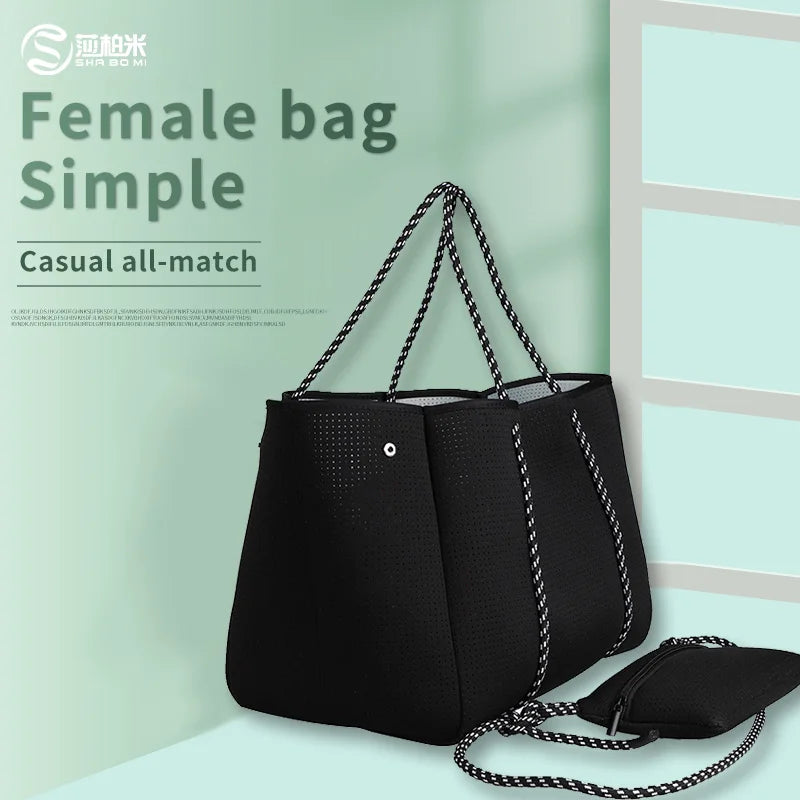 SinoDiving Hot Selling Bags Women Handbags Ladies Perforated Neoprene Fabric Women Large Designer Beach Tote Bag