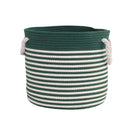 Green Stripe Cotton Thread Hand-Woven Folding Tabletop Fabric Clothing Toy Storage Basket