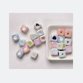 Wholesale Shiny UV 12mm Heart Acrylic Square Beads for Pen Making