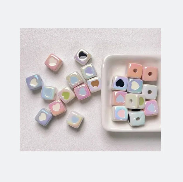 Wholesale Shiny UV 12mm Heart Acrylic Square Beads for Pen Making