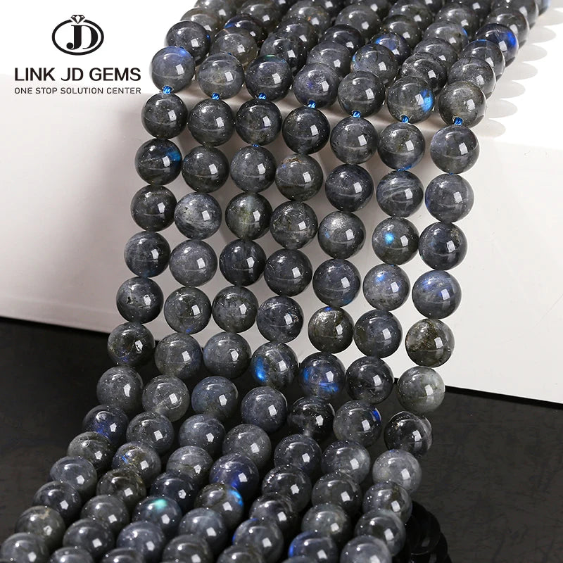 JD Wholesale Natural Dark Labradorite Moonstone Round Loose Beads 6 8 10MM for Jewelry Making Beads DIY Accessories