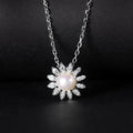 D1030 Abiding Shield 3 Years Long Lasting Plating 10mm White Fresh Water Pearl Rhodium Plated Fashion Silver Necklace Pendant