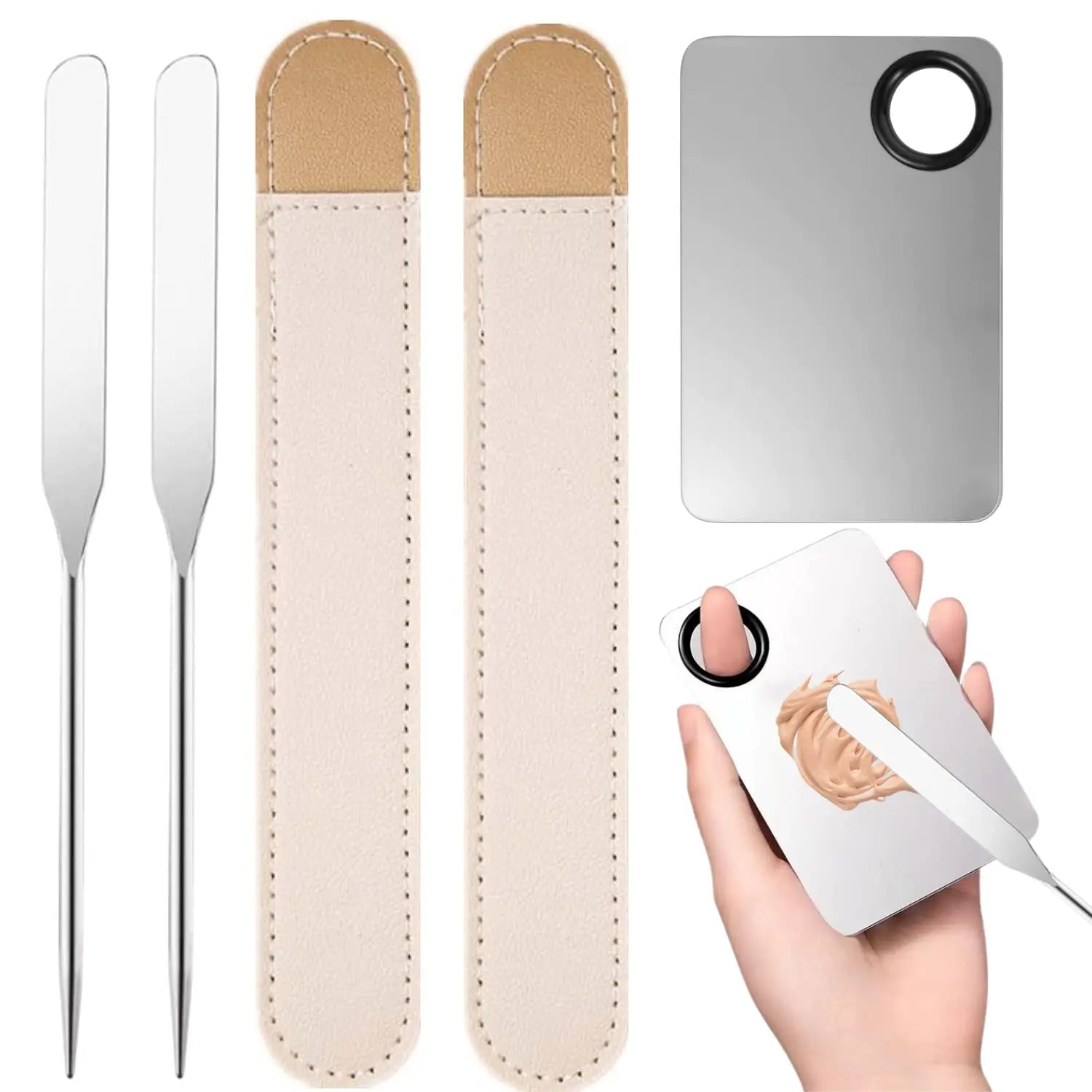 5pcs Cosmetic Brush Aluminum Ferrule Makeup Palettes and Mixing Palettes Beginner Makeup Tool