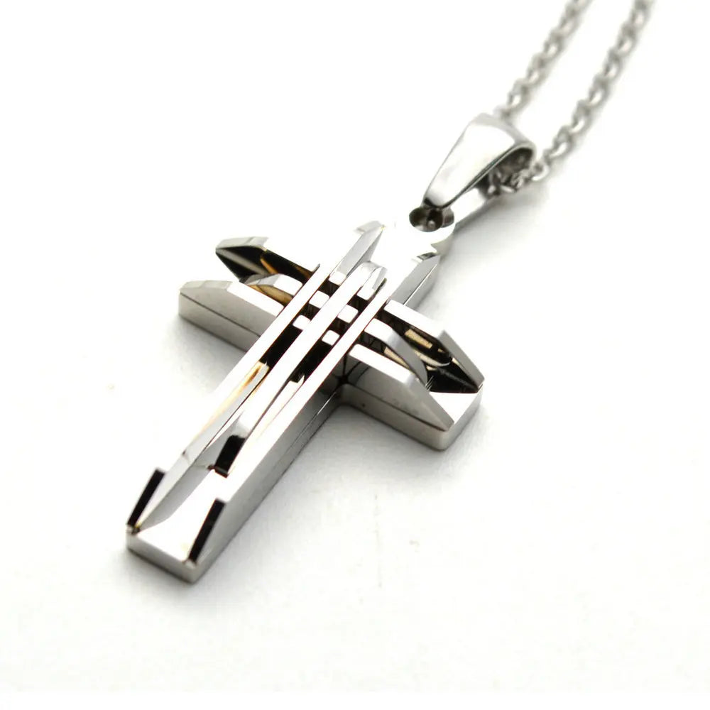 New Design Stainless Steel Cross Pendant Necklace for Men and Women