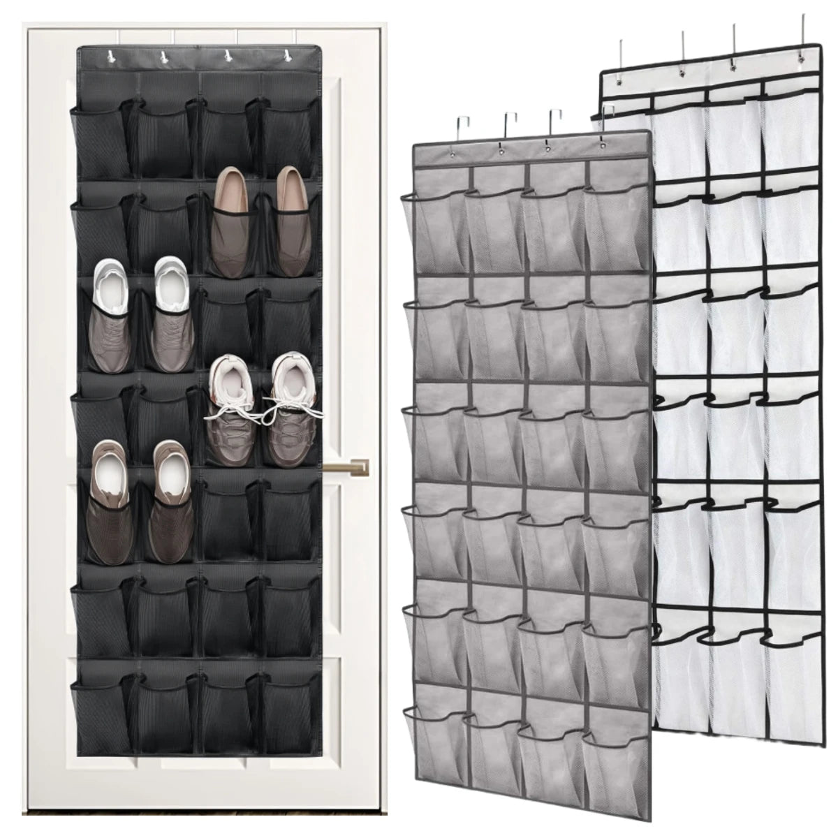 Over the Door Shoe Rack with 24 Large Mesh Pockets Hanging Shoe Organizer for Closet Hanging Shoe Rack Holder Hanger