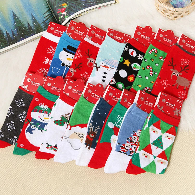 Wholesale Hot Sale Cotton Women Christmas Socks Cheap Cute New Year Red Socks