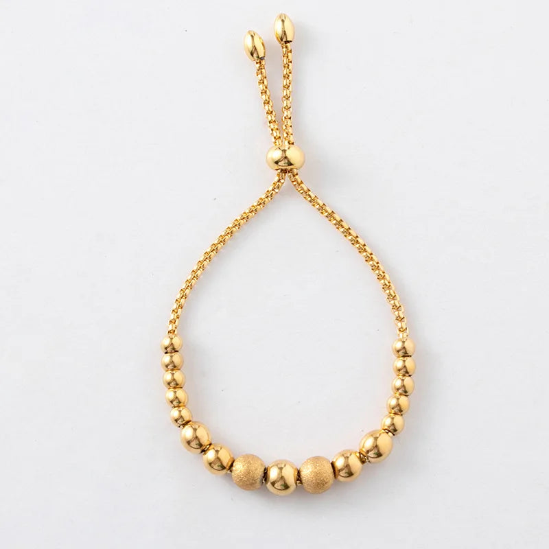 2021 New Arrival Adjustable Stainless Steel Matt Round Beaded Bracelets