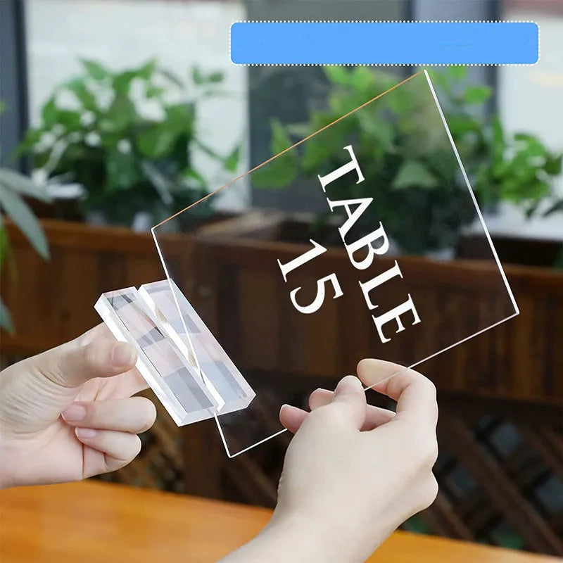 Clear Stand Sign Holder Acrylic Desktop Business Card Table Number Holder Stand V Shape Office Desk Name Plate Holder Wholesale