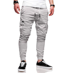Men Jogger Pants Cotton Blank Sweatpants Gym Sport Hiking OutdoorDrawstring Cargo Pants for Men