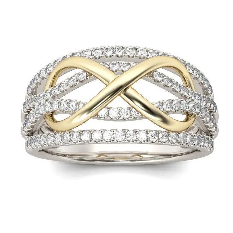 Fashion Multilayer Silver Full Diamond Wedding Band Rings Women Romantic Eternal Love Gold Hollow Infinity Promise Rings Gift