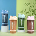 New Design Plastic Water Bottle with Two Extra Storage Boxes (500ml+200ml+150ml)  Straight Water Cup- for Sports in Gym