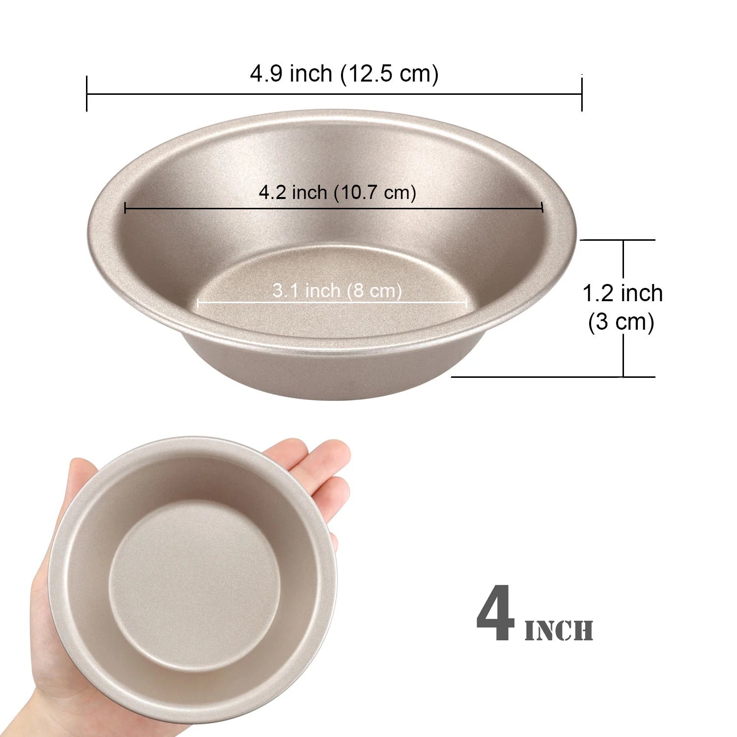 For WK9024-4 for Gold Carbon Steel Bakeware 4Pcs/set PFOA Free Non-Stick Round Mini Pie Tart Pan Set for Oven Baking