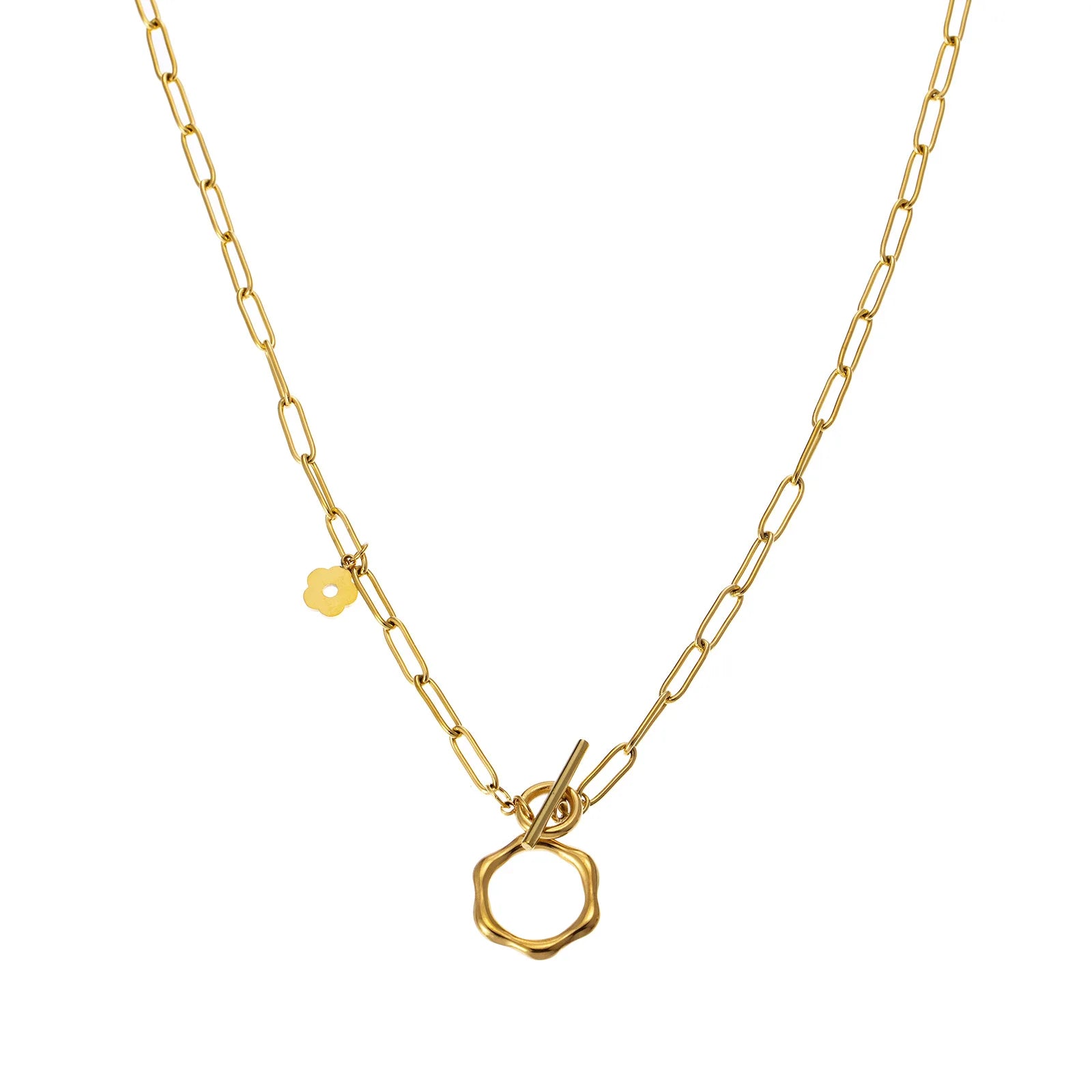 Ivanda Stainless Steel Gold Plated Paper Clip Chain Necklaces Unique and Stylish Accessory Jewelry for Women