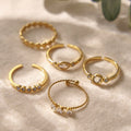 Dainty 18K Gold Plated Stainless Steel Adjustable Geometric Trendy Waterproof Hypoallergenic Finger Ring for Women Jewelry Gift