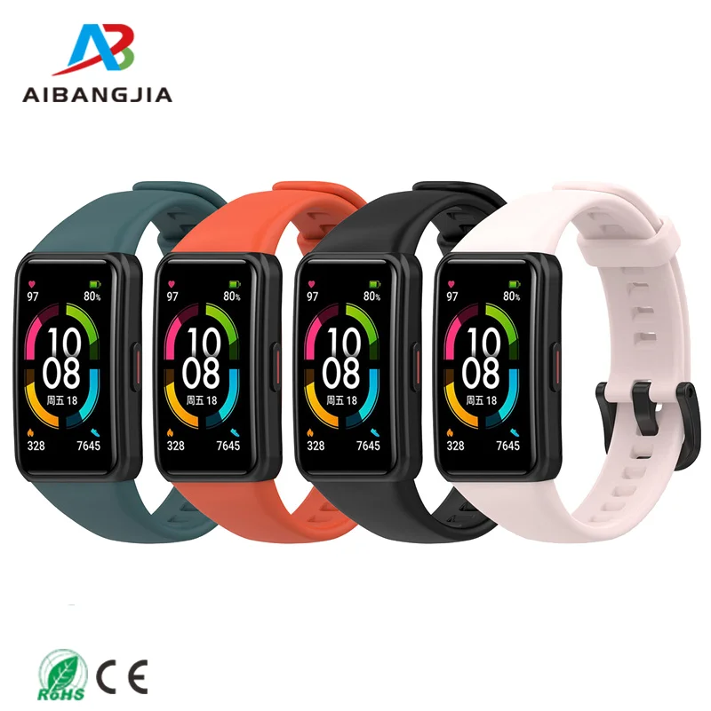 Soft Rubber Silicone Smartwatch Smart Silicon Bracelet Replacement Strap for Honor Band 6 7 for HUAWEI Band 6
