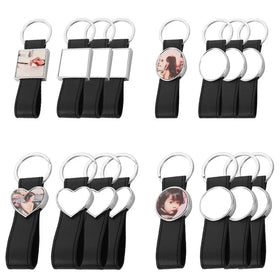Hot Sales DIY Digital Printing PU Leather Keychains Blank Sublimation Metal Keychain Gift Made of Aluminum