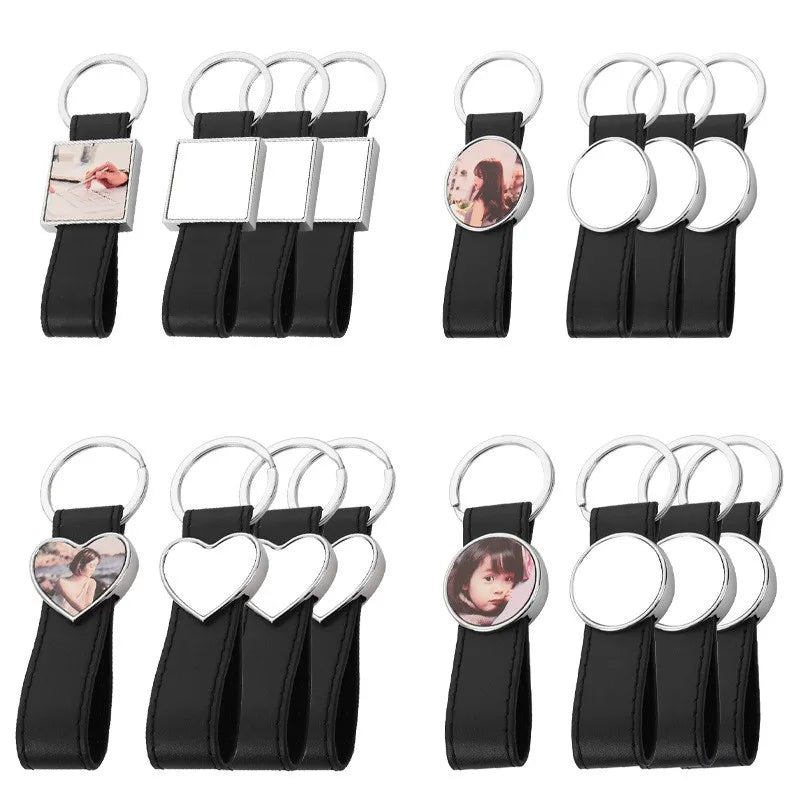 Hot Sales DIY Digital Printing PU Leather Keychains Blank Sublimation Metal Keychain Gift Made of Aluminum