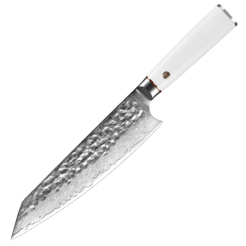 8 Inch Carbon Steel Damascus Chef Knife White ABS Handle Japanese Gyuto Eco-Friendly Kitchen Knife Professional Kiritsuke Knife