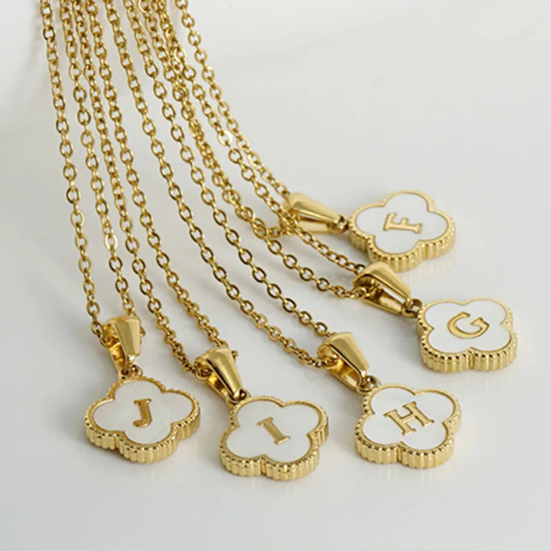 Minimalist 18K Gold Plated A-Z Letter Pendant Necklace Stainless Steel Alphabet Initial Necklace for Women Jewelry
