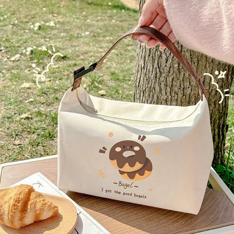 Cute Cartoon Print Lunchbox Thickening Aluminum Foil Storage Bag Portable Picnic Small Tote Bag Casual Handbag With Zipper