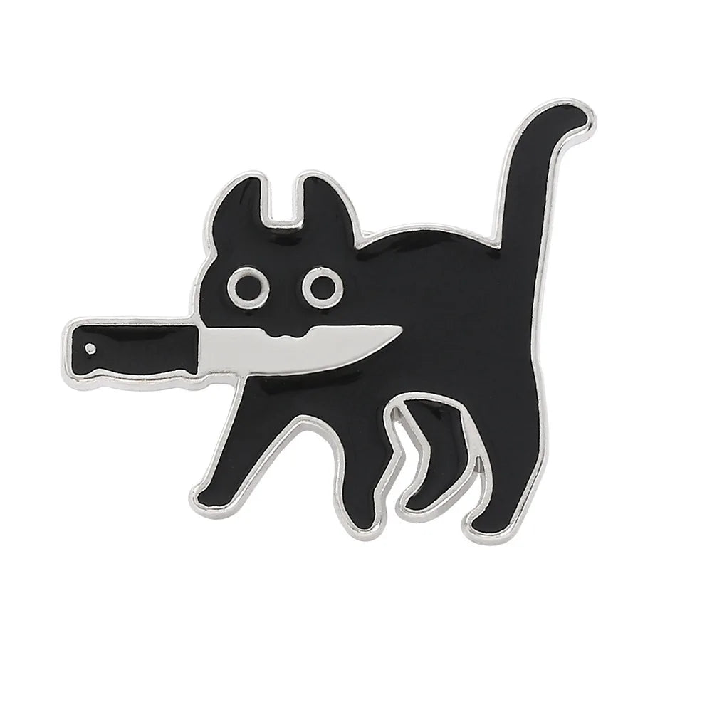 Fashion Luxury Flower Brooch Pin for Women  Crystal Cute Custom Black Cat Brooch