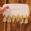 Fashionable Gold Earrings Set 3-piece C-type Fried Dough Twists Water Drop Earrings for Jewelry Shop Wholesale N25694