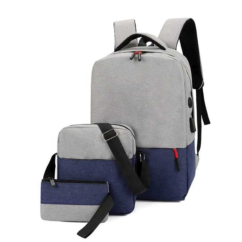 Wholesale 3 in 1 Student School Bag Multifunction Travel Laptop Backpack with USB Charging Port Custom College Book Bag