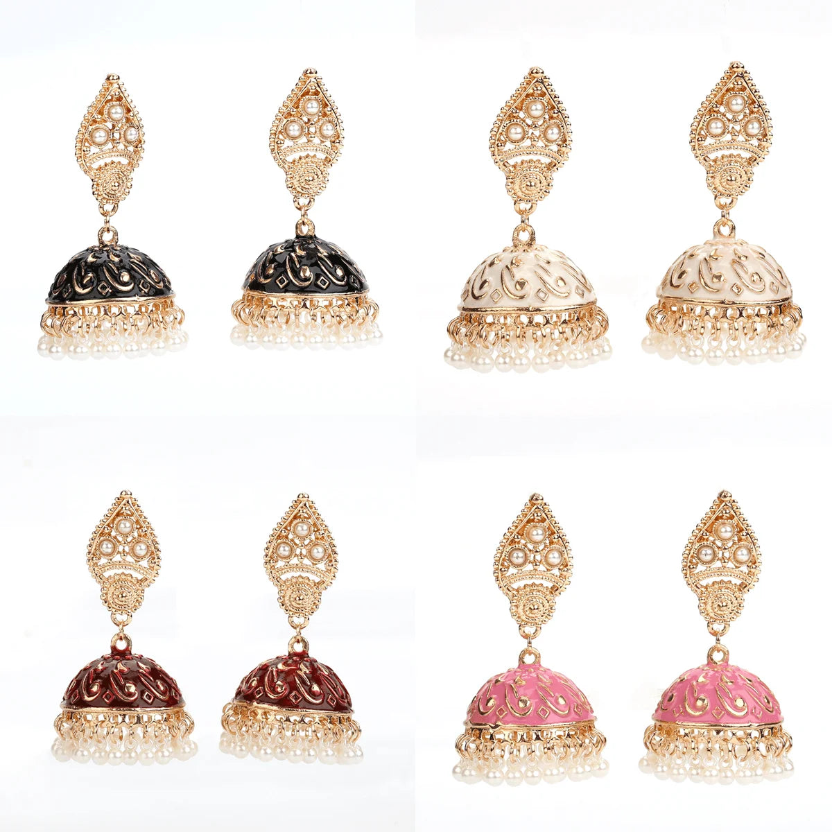 2022 New Trendy Earrings Indian Ethnic Wedding Bells Pearl Earrings Women Jewelry Factory Wholesale