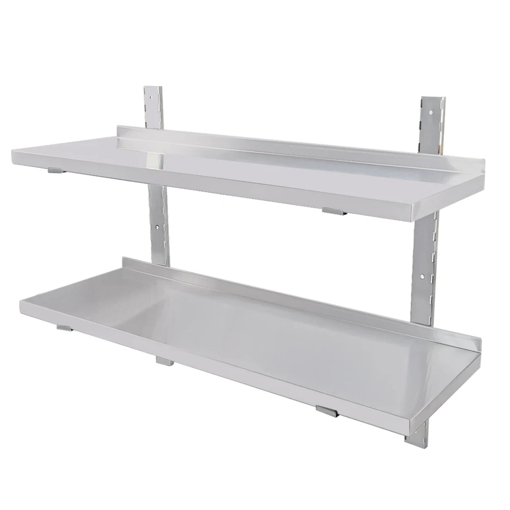 Hot Selling Wholesale Different Sizes Kitchen & Supermarket Stainless Steel Double Layers Wall Storage Rack Shelf for Kitchen