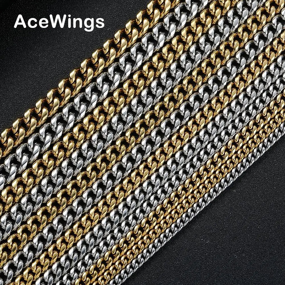 SC004 4mm 5mm 6mm 7mm 8mm 9mm Stainless Steel Cuban Chain Hip Hop Chain Necklace for Men
