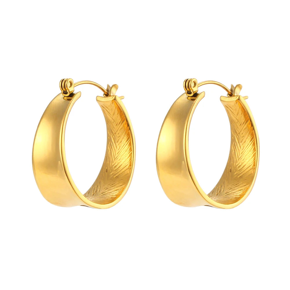 2022 Vintage Style Waterproof Stainless Steel Earring 18K Gold Plated Geometric Golden Hoop Earrings