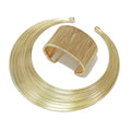 Fashion Multi-Layered Gold Metal Wire Torques Choker Necklaces Bracelet Set Women Indian Jewelry Bridal Gift Party Accessory