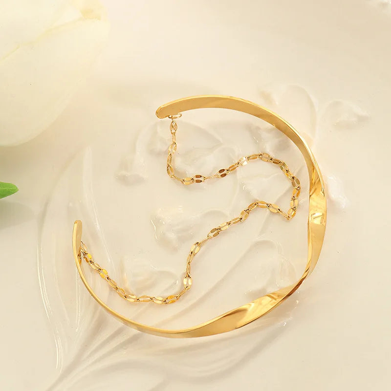2022 Fashion 18k Gold Plated Women Bracelet Personality Twist Chain Geometric Bracelets Double Stainless Steel Chain Bracelet