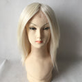 Yefinewig Short Straight White/Grey Virgin Remy Mongolian Human Hair Wig for Elderly Women