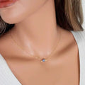 Fashion Bohemian Blue Eye Shape Pendant Link Chain Necklace for Women